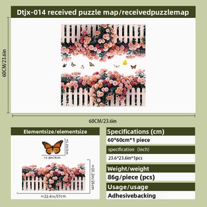 Autocollant mural 3D Jardin de roses romantique et clôture blanche - Décalcomanie florale auto-adhésive <span class=keywords><strong>pour</strong></span> plinthe de chambre et salon - Product Image 5