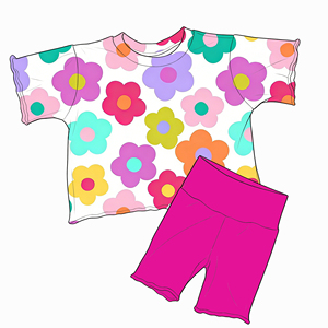 Conjunto de 2 Piezas para Niñas con Estampado Floral y Cuadros, Camiseta de Cuello Redondo y Manga Corta y Pantalones Cortos Deportivos Lisos, <span class=keywords><strong>Ropa</strong></span> Casual de Verano OEM - Product Image 2