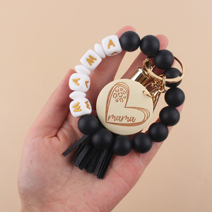 Mama đính cườm Silicone Vòng đeo tay <span class=keywords><strong>Keychain</strong></span> Vòng tay với da tua phong cách cổ điển UV in mẹ quyến rũ món quà ngày của mẹ - Product Image 5