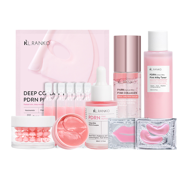 OEM PDRN Salmon DNA Skincare Set Serum Face Mask Eye Patches Toner Cream Lip Mask Anti-Aging Whitening Customized Private Label