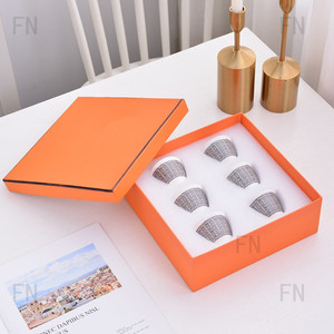 Ensemble de 6 tasses à expresso et à thé en porcelaine fine dorée européenne, très demandé - Product Image 2