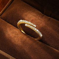 Anillos Finos Nuevos al por Mayor, Anillo Unisex de Moissanita Estilo Hip Hop, Anillo de Compromiso Ajustable, Anillo de Eternidad Semicircular, Regalos Unisex