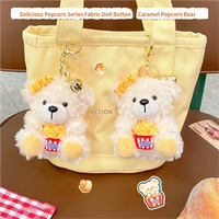 HECION 10CM Adorable Porte-clés Ours en Peluche Popcorn Caramel Délicieux pour Décoration de Sac