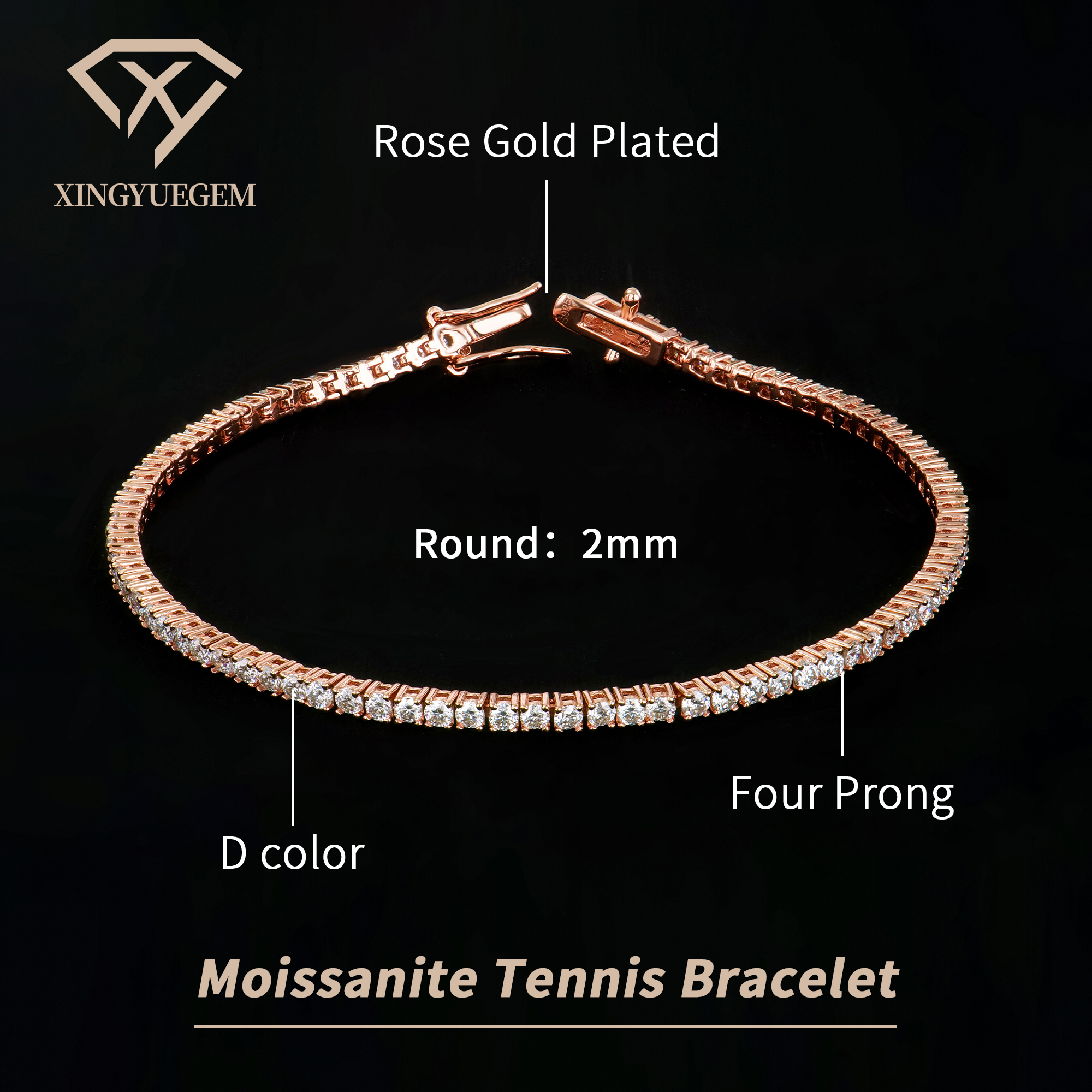 Rose Gold Plated 2mm