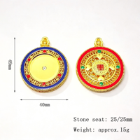 Pendentif fin rond en alliage de zinc plaqué or 18 carats, style ethnique traditionnel, filigrane émaillé, incrustation en résine pour la fabrication de chaînes de pull
