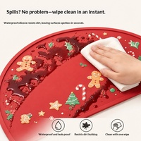 Tapis de table 3-en-1 en silicone pour enfants, thème Noël, qualité alimentaire, antidérapant, résistant à la chaleur, pour la cuisine et l'artisanat à la maison
