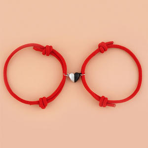 2Pcs Set Handmade Adjustable Heart Magnet Bond <strong>Touch</strong> <strong>Long</strong> <strong>Distance</strong> Love Friendship Couple Matching Rope <strong>Bracelet</strong> - Product Image 4