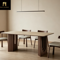 Table à manger nordique moderne et simple en bois pour 6 personnes, idéale pour appartement, hôtel, villa, restaurant, style post-moderne et créatif.