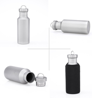 Bouteille d'eau de sport de randonnée portable écologique ultralégère en titane pur gris argent sablé 550 ml avec logo personnalisé