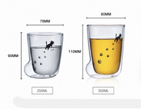 Tasse en verre à double paroi au design amusant en forme de bottes et de chaussures, tasse en verre à double paroi pour café et eau