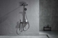 Support contemporain de haute qualité en laiton thermostatique et corps en PPA ensemble de douche de salle de bain gris pistolet à 4 poignées