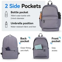 Sac à dos de sport décontracté en polyester durable personnalisé, sac à dos zippé portable, imperméable, léger, pour l'école, les voyages quotidiens
