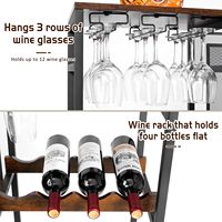 Mini bar de bar à domicile, table à 3 niveaux, étagère trapézoïdale pour bouteilles d'alcool, porte-vin sur pied
