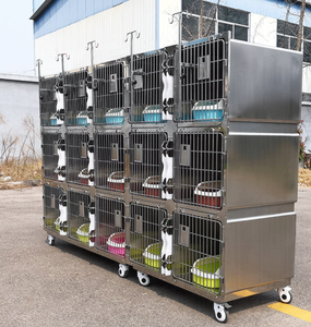 Ветеринарное оборудование: Прочная клетка для больших кошек из нержавеющей стали 304 класса люкс с кнопочной застежкой и 16 дверцами для ветеринарных клиник - Product Image 3