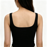 Soutien-gorge débardeur long pour femme, fin, sans couture, extensible, en nylon et élasthanne, sans armatures, écologique, avec logo S, col en U et bonnets intégrés