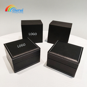 Caja de reloj con logotipo personalizado, caja de regalo para reloj de hombre, caja rectangular para reloj, caja de reloj de cuero PU negro, caja de reloj a prueba de polvo - Product Image 2