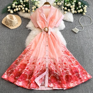 Nuovo Set di Abiti da Donna, Stile Corte, Maniche Corte, Stampa Floreale, <span class=keywords><strong>Vestiti</strong></span> Lunghi ed Eleganti - Product Image 4