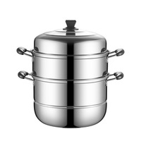 Épaissie Double Trois Couches 304 En Acier Inoxydable Cuisinière Bun Steamers Boulette Farcie Soupe Lait Alimentaire Vapeur Pot Ensemble avec Couvercle
