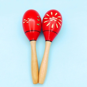 Maracas en bois rouge peintes à la main, instrument de percussion Orff pour enfants, vente en gros - Product Image 3