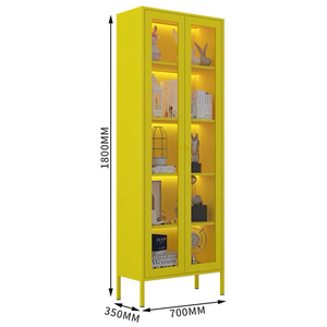 Modern pembe <span class=keywords><strong>Metal</strong></span> esnek cam kapı dosya dolabı çelik dolap yatak odası mutfak ev ofis ve okul oturma odası için - Product Image 5