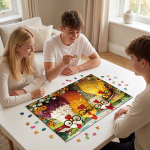 Rompecabezas de 1000 Piezas con Diseño Floral de Granja de Pollos, Estilo Patchwork, Papel Grueso de Primera Calidad, Rompecabezas Interactivo Familiar para Adultos, Estilo Rústico Campestre - Product Image 1