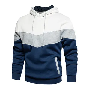 Sudadera con capucha de retales para hombre, ropa informal holgada de lana, ropa de calle cálida, prendas de vestir de moda para Otoño e Invierno