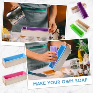 High Quality 1200Ml Rectangle Silicone <b>Soap</b> <b>Mold</b> Wooden Box DIY Tool for <b>Soap</b> Cake Making - Product Image 5