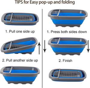 Escurridor de Platos Plegable con Bandeja de Drenaje, Organizador de Vajilla Portátil para Cocina y Autocaravana - Product Image 5