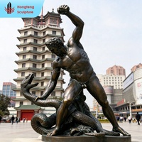 Famosa Figura Clásica de la Mitología Griega, Estatua Decorativa para Jardín, Reproducción de la Escultura de Bronce del Dios Hércules Luchando Contra la Serpiente