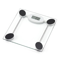 Báscula de Baño Antideslizante con Cuatro Sensores LCD, de Vidrio Templado, para el Hogar, con Registro de Peso Corporal