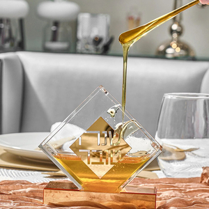 จานน้ำผึ้ง Lucite พร้อมช้อนทองอะคริลิคใส Rosh Hashanah กล่องของขวัญ <span class=keywords><strong>Shana</strong></span> Tova judaica ตกแต่งโต๊ะโถน้ำผึ้ง - Product Image 5