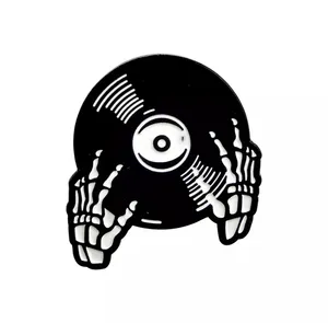 5 Stile Plattenspieler Emaille Pins Musik Icon Zeichen Symbol Audio-Player Revers Metallstifte Abzeichen Großhandel für Musik liebhaber