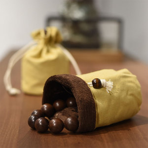 Sacs à cordon en velours doux de qualité supérieure, personnalisés avec logo, en coton et lin double couche, pour bijoux et cadeaux, vente en gros - Product Image 6