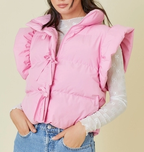 Nuovo piumino <span class=keywords><strong>con</strong></span> <span class=keywords><strong>volant</strong></span> 2025 tinta unita <span class=keywords><strong>con</strong></span> dettagli papillon da donna - Product Image 2