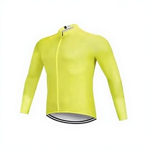Ensemble de maillot et de cuissard de cyclisme unisexe imprimé jaune vif, manches longues, fermeture éclair, haut de cyclisme et cuissard rembourré en gel pour le triathlon sur route - Product Image 1
