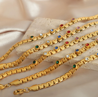 Bracelets en acier inoxydable plaqué or et argent avec zircon coloré, chaîne à maillons en forme de lame, bijoux de mode pour femmes