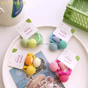 Hot selling new Kids hair accessories Candy color fabric ball hair tie mixed color cute sweet girl hair band