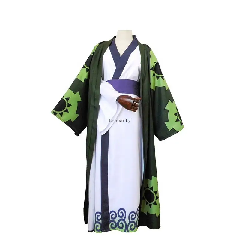 Disfraz de Anime Roronoa Zoro, Kimono de campo, Wano, Kuni, traje completo, Halloween, Carnaval, ecoparty