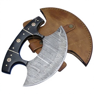 Custom Handmade Damascus Steel Ulu <b>Knives</b> with Wood Handle and Fine Leather Case Eco-Friendly Customizable Ulu Knifes - Product Image 5