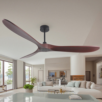 Ventilateur de plafond moderne avec pales en bois massif de 52/60/70 pouces, luminaire, lustre, moteur DC, télécommande, ventilateurs de plafond LED