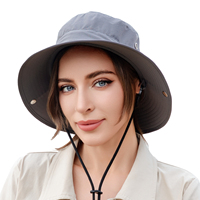 Chapeau de soleil imperméable pour l'extérieur avec large bord, cordon de serrage réglable, sangle de menton, séchage rapide, respirant, pour la pêche et la randonnée, pour hommes et femmes