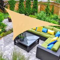 Sonnensegel Beige für Hochbeete und Pool-Terrassen, Dreieckiges Vordach über Deck mit Palmenmotiv