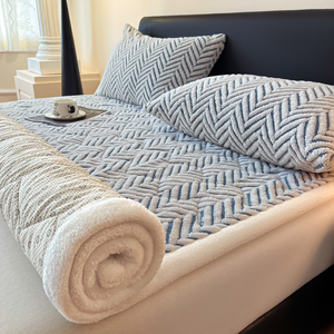 Draps-housses doux et chauds en velours Shu pour l'hiver, draps-housses épais en fausse fourrure, protège-<span class=keywords><strong>matelas</strong></span> - Product Image 5