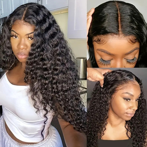 Perruque Lace Front 13x4 pour femme, haute densité, haute brillance, résistante à la chaleur, avec bonnet ajustable, pour tresses transparentes, Deep Wave et <span class=keywords><strong>Afro</strong></span> Wave - Product Image 2