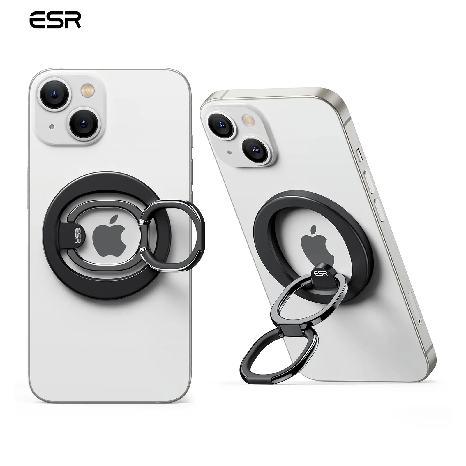 Custom Magnetic Phone Ring Stand for Magsafe Adjustable Car Mount Dual Ring Magnetic Cell Phone Grip Holder