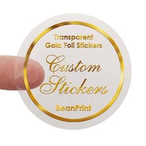 Custom Die Cut Sticker for Packaging <strong>Labels</strong> Gold Foil Logo Waterproof <strong>Transparent</strong> Vinyl Brand RoHS Compliant - Product Image 6