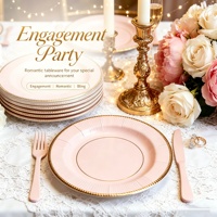 Assiettes en papier plissées rondes jetables Lanweier, luxueuses et élégantes, écologiques, pour mariages et événements en plein air (vente en gros)