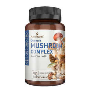 AegleWell Organic 7 <strong>Mushroom</strong> Complex <strong>Capsules</strong> Vegan Immune Support Nootropic Supplement for Energy Focus - Product Image 1