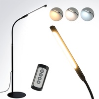 Lámpara de lectura protectora para los ojos, Base estable de metal, esquina, lámpara de escritorio de pie moderna, cuello de cisne, Control táctil, lámpara de pie LED