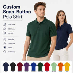 Polo à boutons pression pour homme en coton 100% avec logo personnalisé, respirant, décontracté, pour entreprise, vente en gros, uniforme d'équipe de golf, plusieurs couleurs - Product Image 1